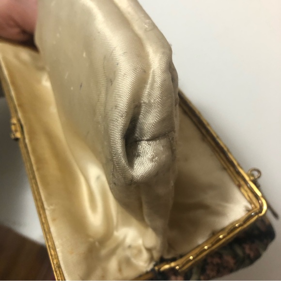 VTG Gorwood Canada Tapestry Fabric Handbag Purse Pastel Floral Gold-Tone Metal - Picture 14 of 16